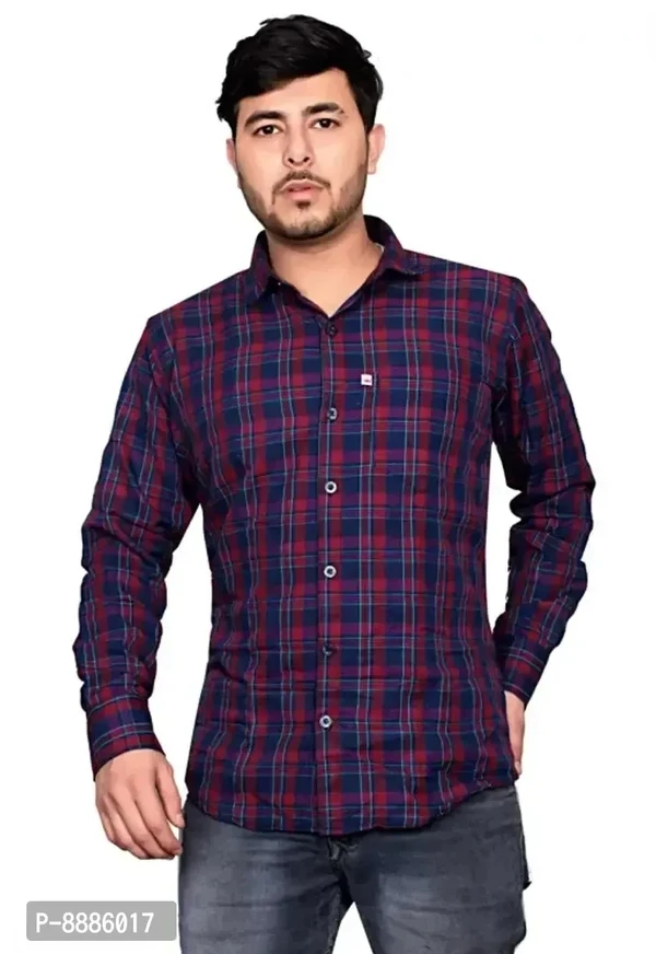 Trendy Stylish Cotton Long Sleeve Casual Shirt - Red, M