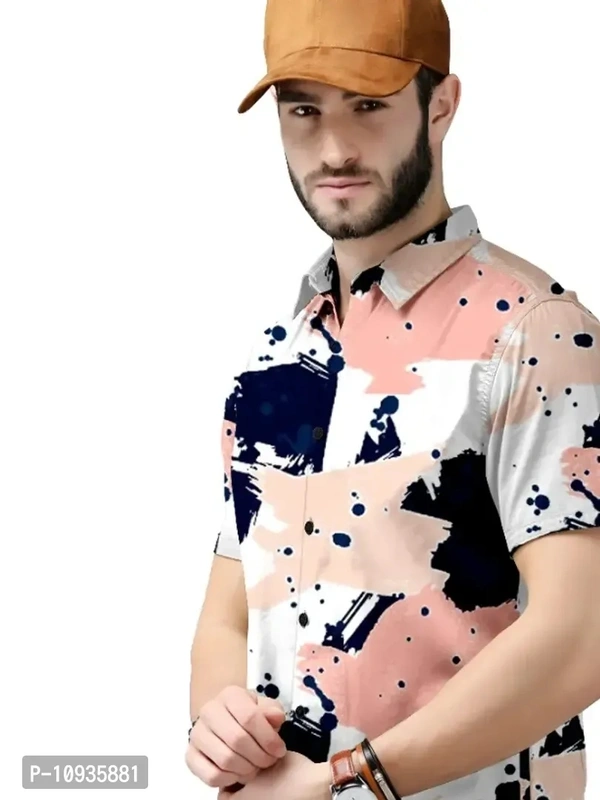 Classic Polyester Spandex Casual Shirts for Men - Pink, XL
