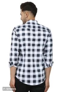Trendy Cotton Blend Check Shirt for Men - White, M