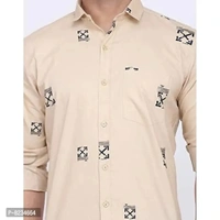 FEBIA Mens Cottonblend Printed Fullsleeve Shirt Chikugt;L Beige - Beige, S