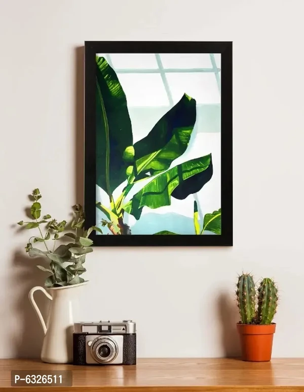 Nature Painting Banana Leafs Photo Frames For Living Room, Bedroom, Office | Decorative Modern Art Portrait Wall hanging Wooden Picture Frame | Black Frames