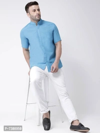 Reliable Cotton Solid Short Sleeves Casual Shirts For Men - Blue, 38