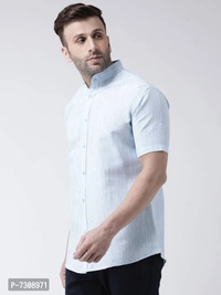 Reliable Cotton Solid Short Sleeves Casual Shirts For Men - Blue, 44
