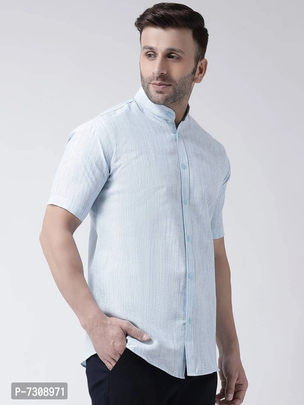 Reliable Cotton Solid Short Sleeves Casual Shirts For Men - Blue, 44