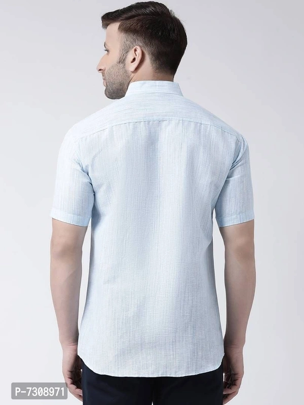 Reliable Cotton Solid Short Sleeves Casual Shirts For Men - Blue, 44