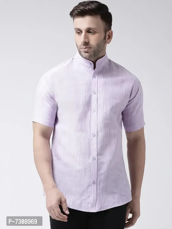 Reliable Cotton Solid Short Sleeves Casual Shirts For Men - Purple, 38