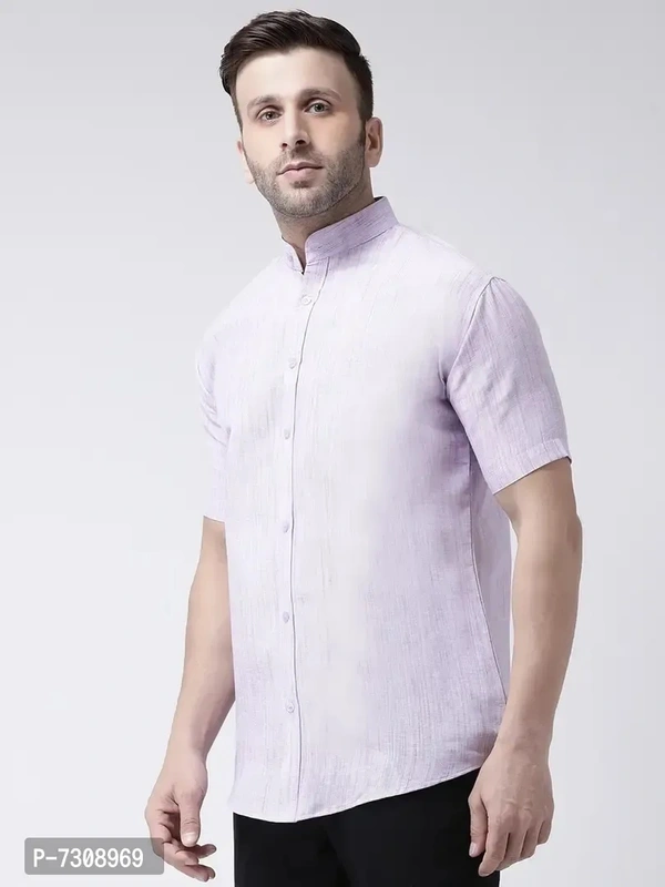 Reliable Cotton Solid Short Sleeves Casual Shirts For Men - Purple, 42