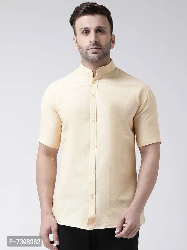 Reliable Cotton Solid Short Sleeves Casual Shirts For Men - Beige, 38