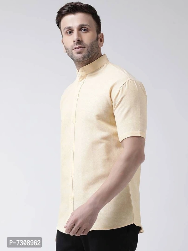 Reliable Cotton Solid Short Sleeves Casual Shirts For Men - Beige, 44