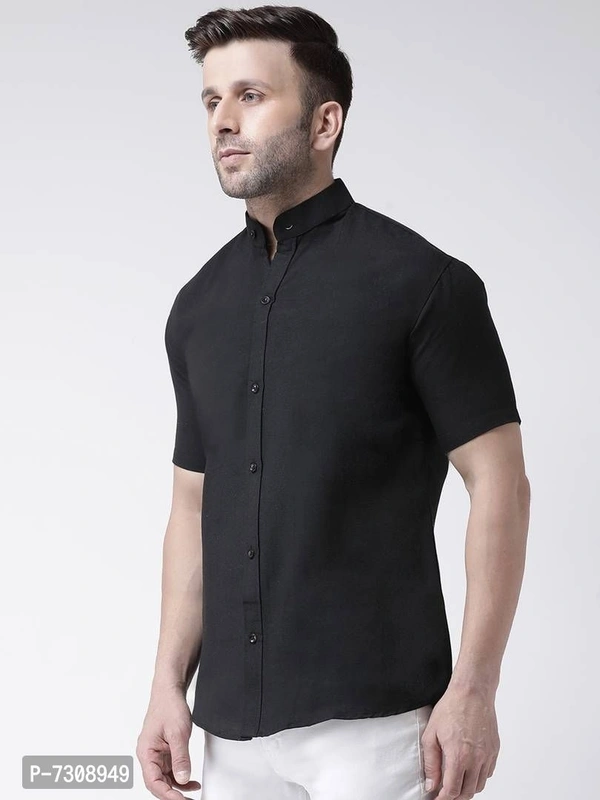Reliable Cotton Solid Short Sleeves Casual Shirts For Men - Black, 40