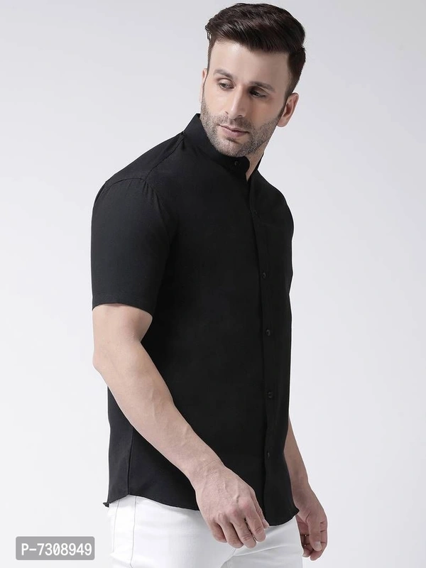 Reliable Cotton Solid Short Sleeves Casual Shirts For Men - Black, 40