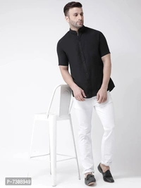 Reliable Cotton Solid Short Sleeves Casual Shirts For Men - Black, 40