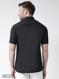 Reliable Cotton Solid Short Sleeves Casual Shirts For Men - Black, 40