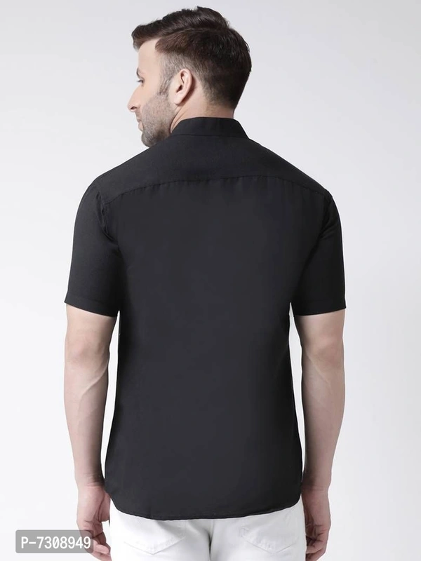 Reliable Cotton Solid Short Sleeves Casual Shirts For Men - Black, 40
