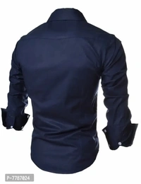 Stylish Blue Cotton Solid Long Sleeves Shirts For Men - Blue, L