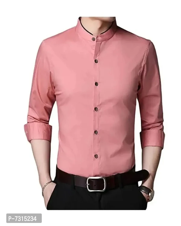 Stylish Pink Cotton Solid Long Sleeves Casual Shirts For Men - Pink, M