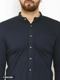 Navy Blue Cotton Solid Regular Fit Casual Shirt - Navy Blue, XL