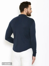 Navy Blue Cotton Solid Regular Fit Casual Shirt - Navy Blue, XL