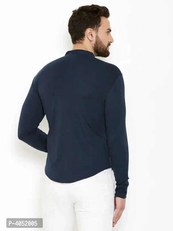 Navy Blue Cotton Solid Regular Fit Casual Shirt - Navy Blue, XL