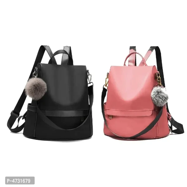 Stylish Collage Backpack For Girls (Black) Combo Pack Of 2.