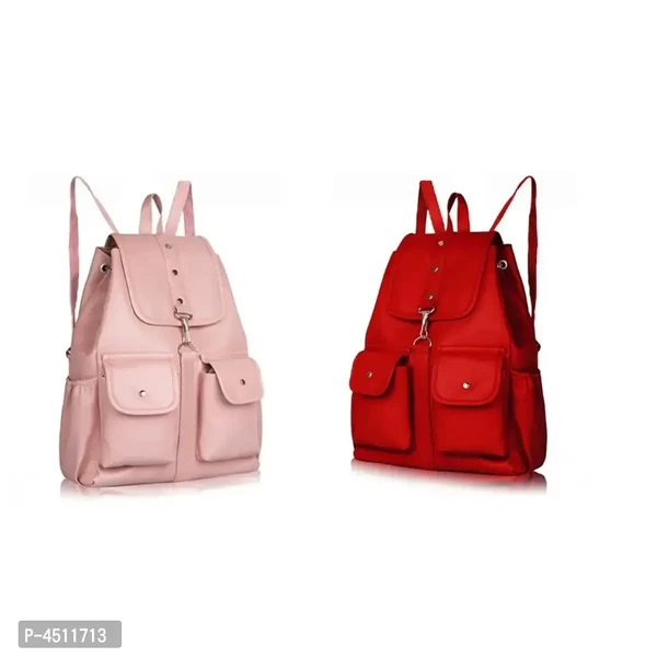 Stylish Collage Backpack For Girls (Pink Red) Combo Pack Of 2