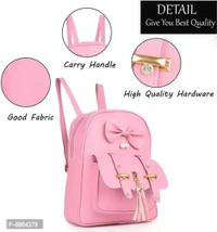 Trendy Pink PU Bags For Women- 3 Pieces Set, Backpack, Sling Bag, Clutches