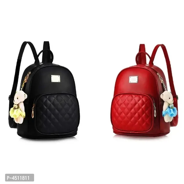 Stylish Collage Backpack For Girls (Black Red) Combo Pack Of 2