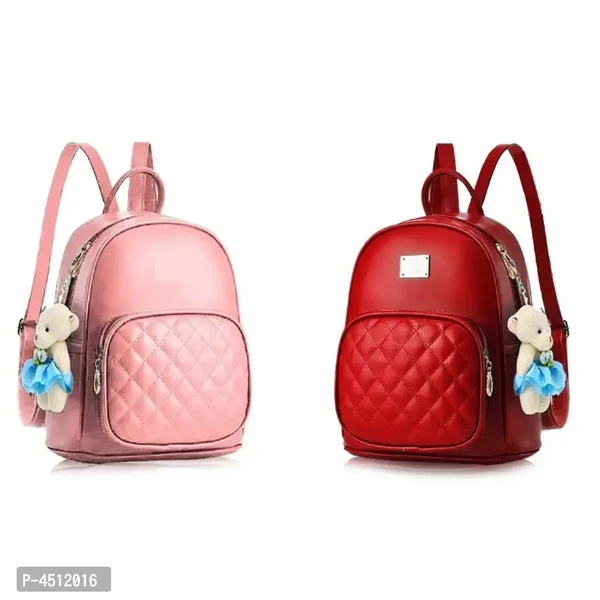 Stylish Collage Backpack For Girls (Pink Red) Combo Pack Of 2