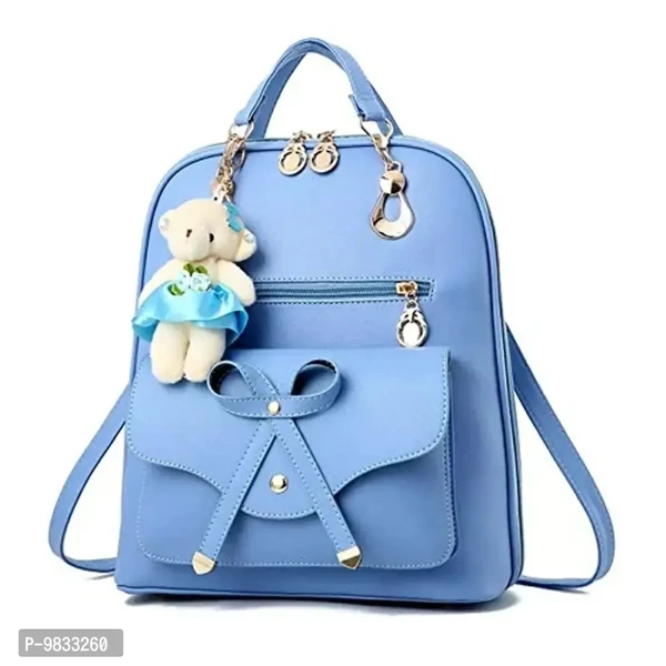 SaleBox P.U. Leather Bagpack for Girls/Women's Bagpack/School Bag/Casual Bagpack for School & College Girls (Sky Blue)