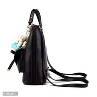 SaleBox P.U. Leather Bagpack for Girls/Women's Bagpack/School Bag/Casual Bagpack for School & College Girls (Black)