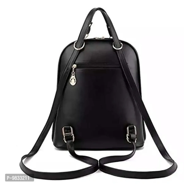 SaleBox P.U. Leather Bagpack for Girls/Women's Bagpack/School Bag/Casual Bagpack for School & College Girls (Black)