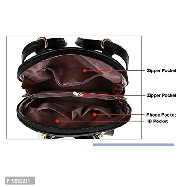 SaleBox P.U. Leather Bagpack for Girls/Women's Bagpack/School Bag/Casual Bagpack for School & College Girls (Black)