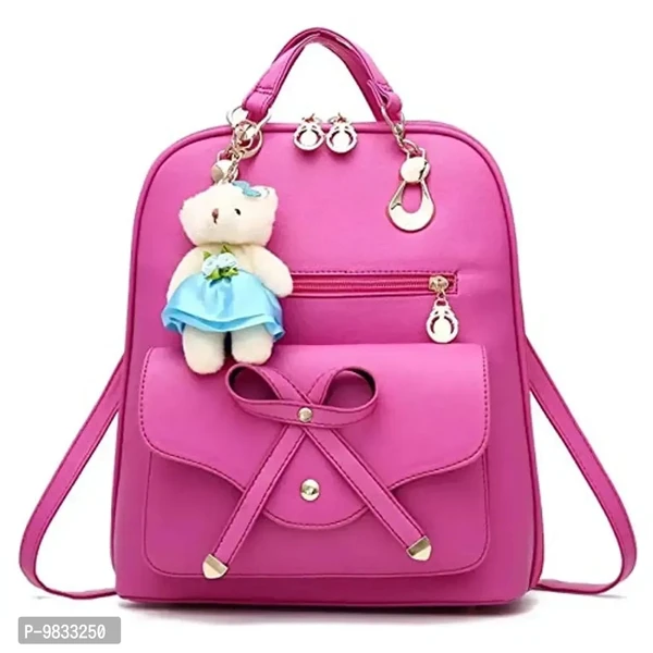 SaleBox P.U. Leather Bagpack for Girls/Women's Bagpack/School Bag/Casual Bagpack for School & College Girls (Pink).