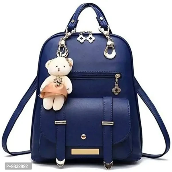 SaleBox P.U. Leather Bagpack for School & College Girls/ Women's Bagpack/ Bagpack for Girls (Dark Blue)