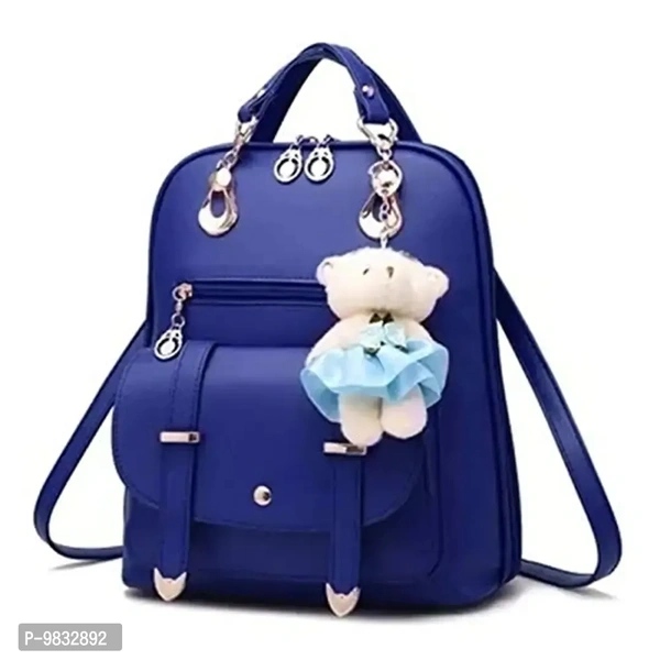 SaleBox P.U. Leather Bagpack for School & College Girls/ Women's Bagpack/ Bagpack for Girls (Dark Blue)