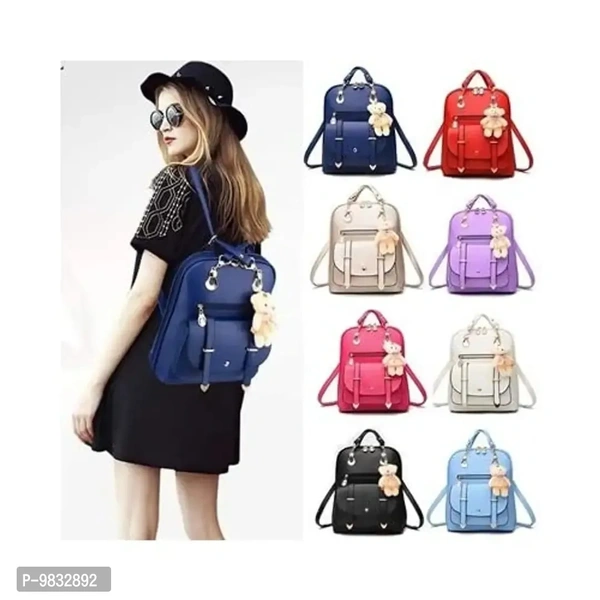 SaleBox P.U. Leather Bagpack for School & College Girls/ Women's Bagpack/ Bagpack for Girls (Dark Blue)