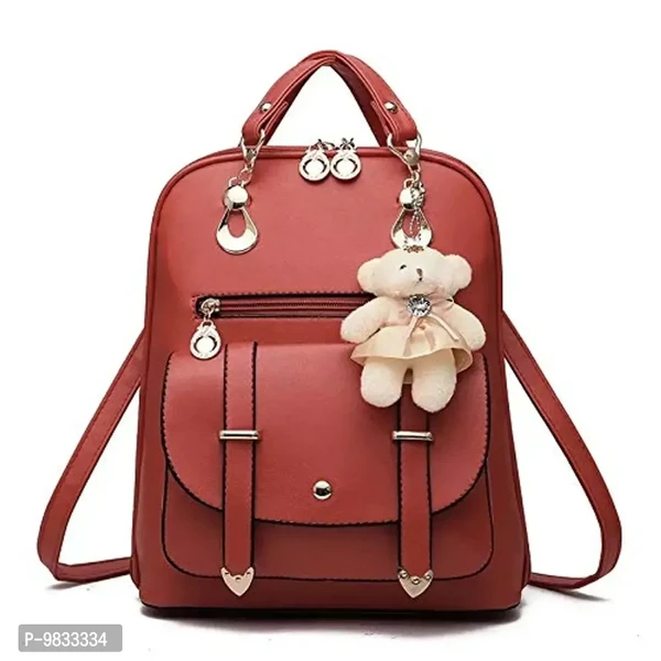 SaleBox P.U. Leather Bagpack for School & College Girls/ Women's Bagpack/ Bagpack for Girls (Maroon)