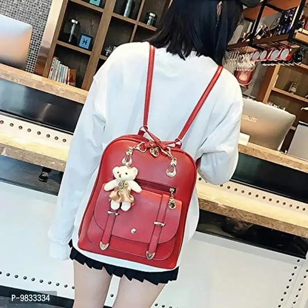 SaleBox P.U. Leather Bagpack for School & College Girls/ Women's Bagpack/ Bagpack for Girls (Maroon)