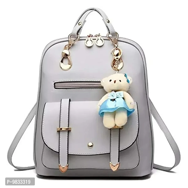 SaleBox P.U. Leather Bagpack for School & College Girls/ Women's Bagpack/ Bagpack for Girls (Grey)