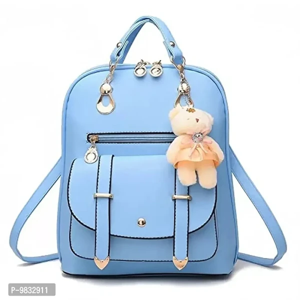 SaleBox P.U. Leather Bagpack for School & College Girls/ Women's Bagpack/ Bagpack for Girls (Sky Blue)