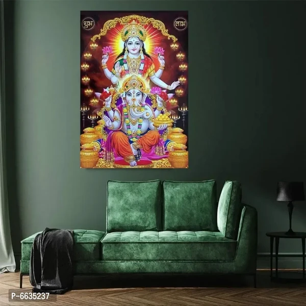 Voorkoms Ganesh Ji and Laxmi Ji Sunboard and Living Room Office Home Decor Sunboard