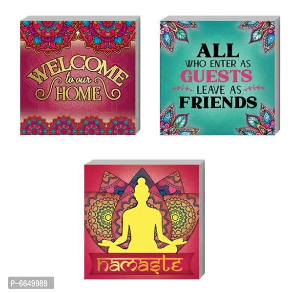 Voorkoms Pack of 3 Set Welcome Quotes Buddha Sunboard Poster Painting Home Deacute;cor