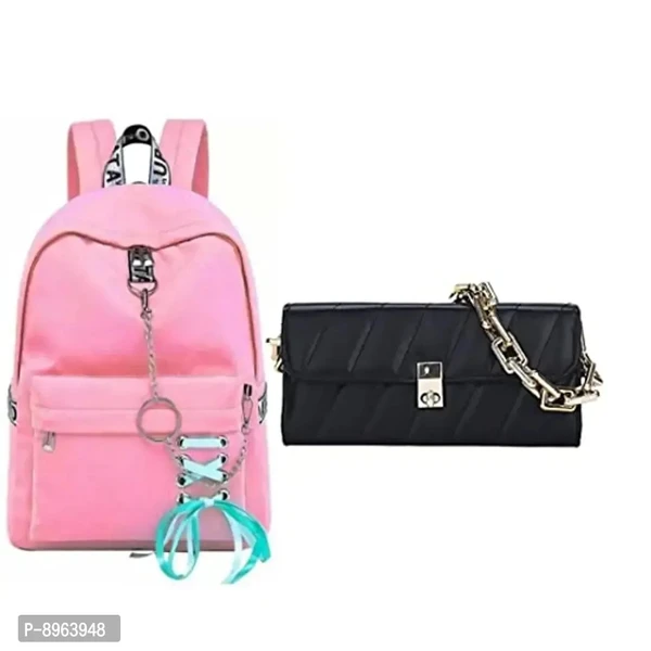 Comfabie Stylish Backpack And Sling Bag Set For Ladies, School Or College Girl's Combo Of 3 (Multi, 5L)(Bag_PK2_1809)