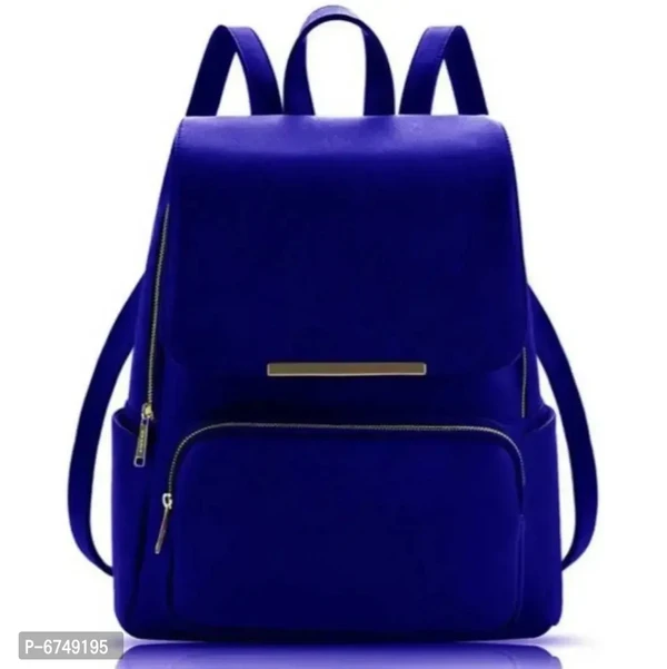 Womens PU Leather Stylish and Trending Backpack for College Office Travel Purse (Blue)