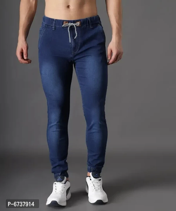 Stylish Cotton Blend Blue Slim Fit Joggers For Men - 28