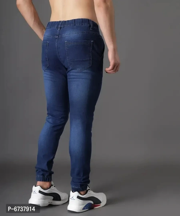 Stylish Cotton Blend Blue Slim Fit Joggers For Men - 36
