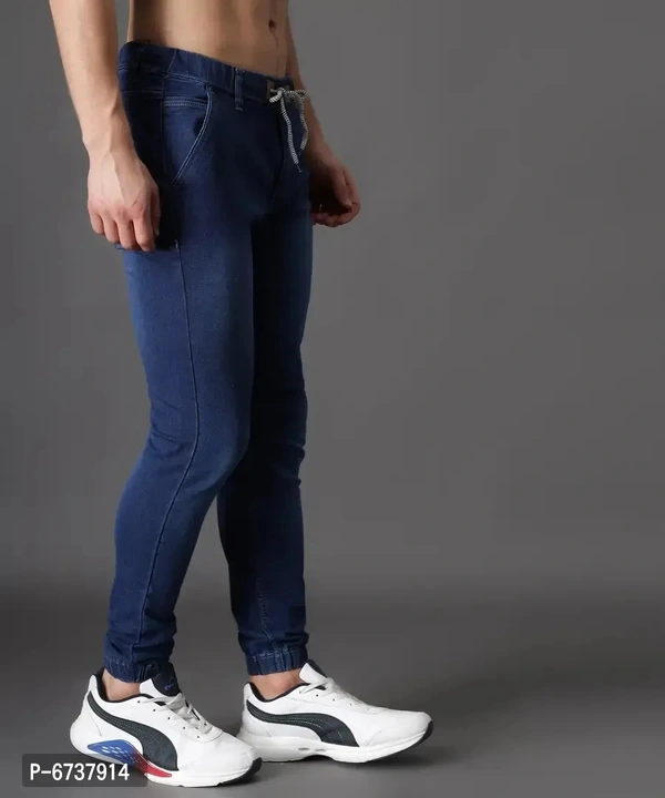 Stylish Cotton Blend Blue Slim Fit Joggers For Men - 36