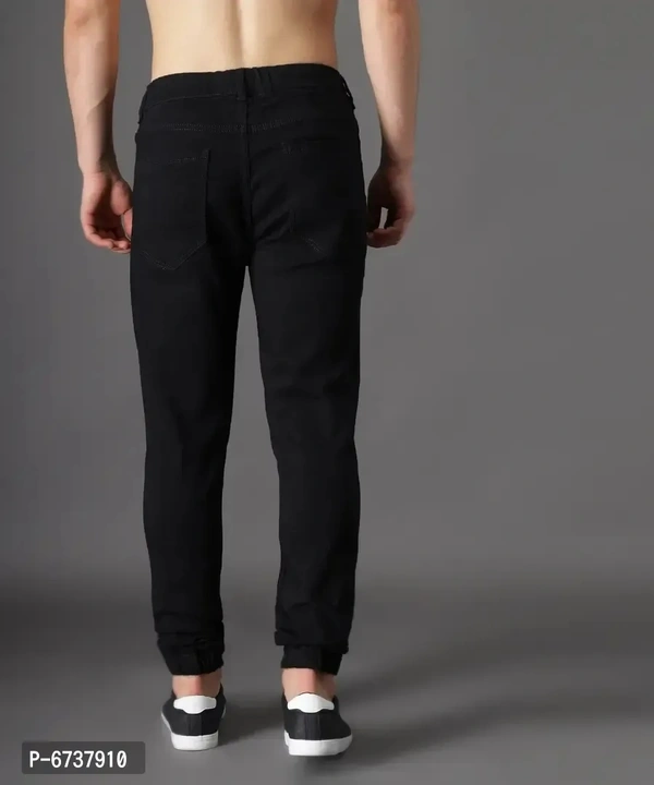 Stylish Cotton Blend Black Slim Fit Joggers For Men - Black, 34