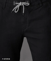 Stylish Cotton Blend Black Slim Fit Joggers For Men - Black, 34
