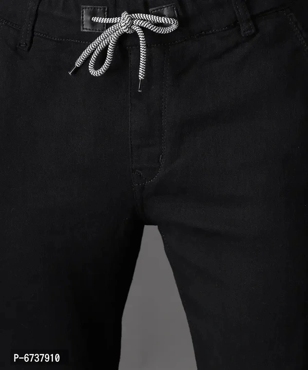 Stylish Cotton Blend Black Slim Fit Joggers For Men - Black, 34